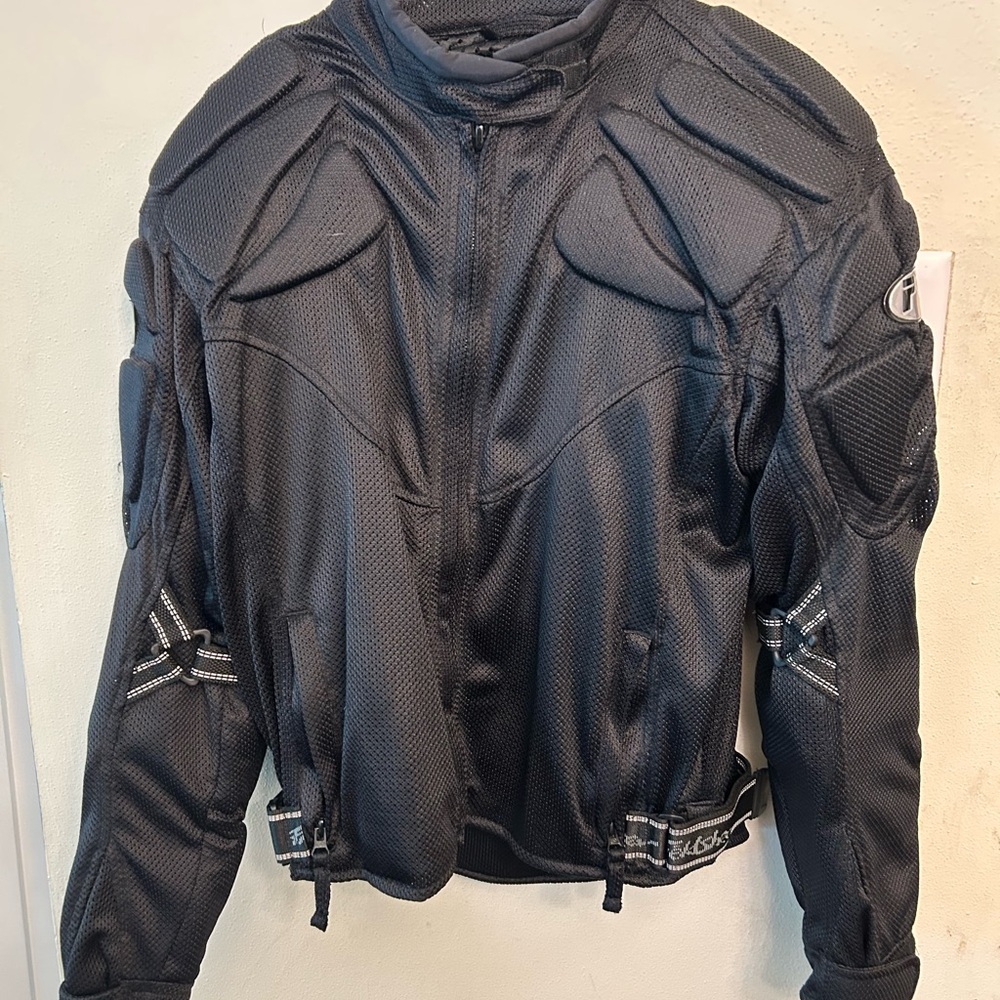 Black Performance Jacket with Padded Armor and Ventilation